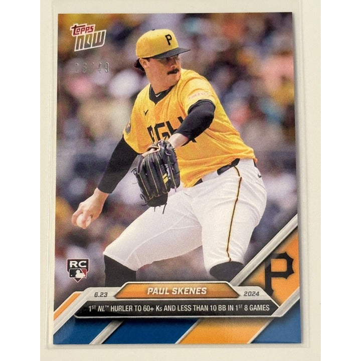 2024 Topps NOW 26/49 Paul Skenes RC Blue Parallel Rookie Card #334 - MLB Pirates