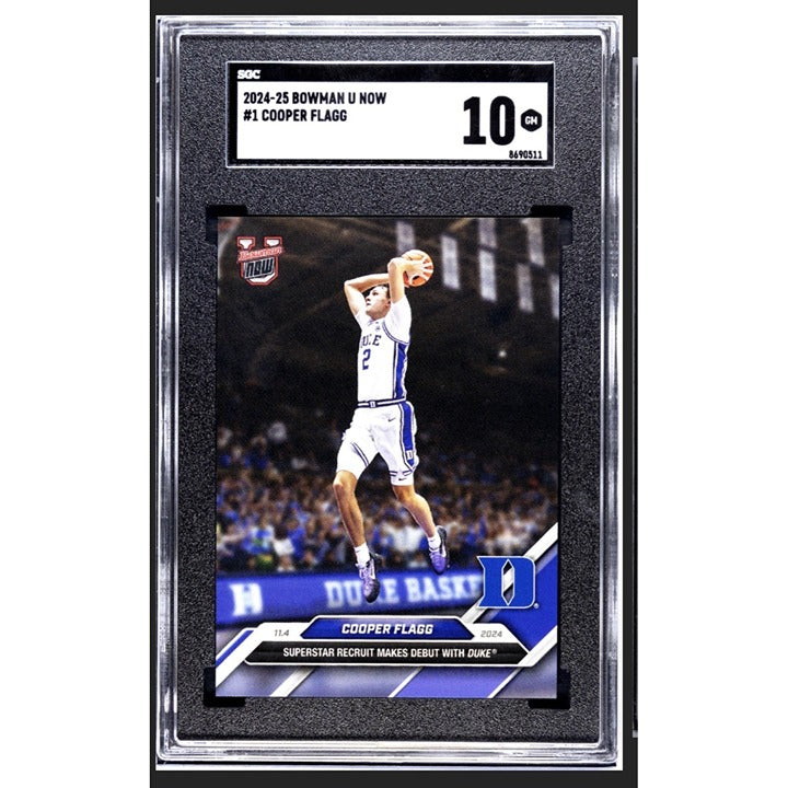 Cooper Flagg RC 2024 Bowman U Now #1 Debut Duke Blue Devils ROOKIE Card - SGC 10