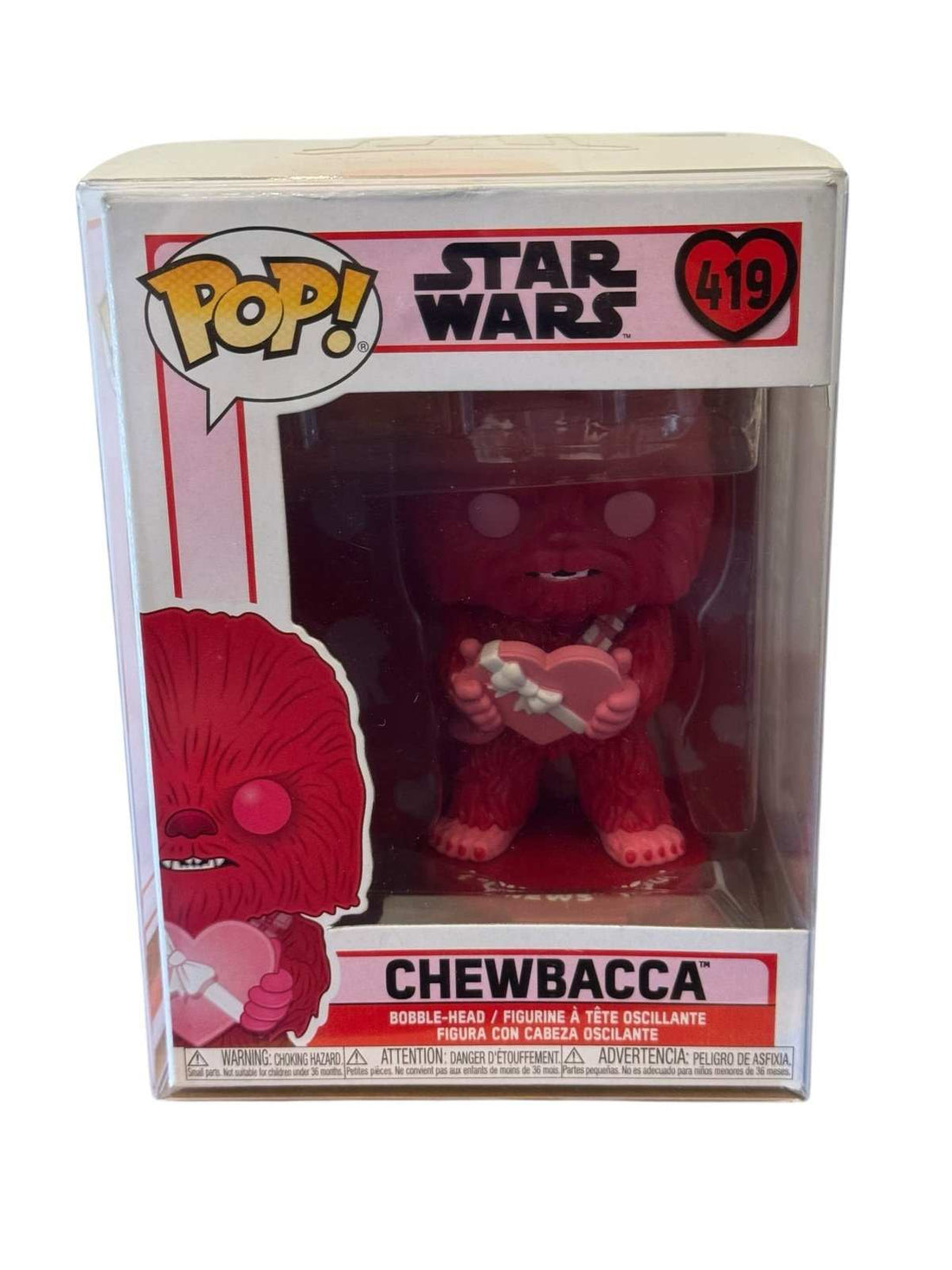 Chewbacca Valentine Funko Pop #419 Star Wars exclusive bobble-head holding heart in mint condition packaging
