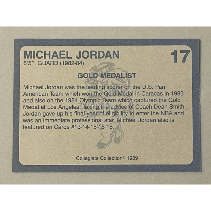 Michael Jordan NCAA Gold Medalist collector card #17 Bulls NBA HOF
