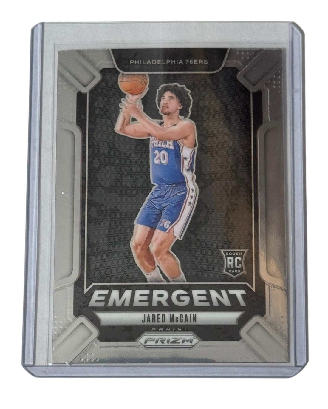 Jared McCain Panini Jared McCain RC Philadelphia 76ers Panini Prizm Emergent Rookie Card