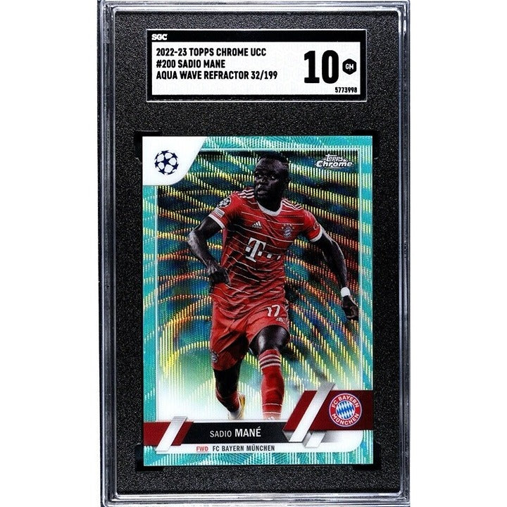 32/199* Sadio Mane 2022 Chrome UEFA FC Munchen Aqua Wave Refractor #200 - SGC 10