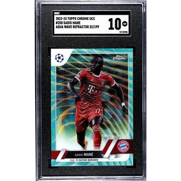 32/199* Sadio Mane 2022 Chrome UEFA FC Munchen Aqua Wave Refractor #200 - SGC 10