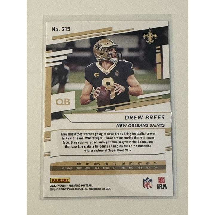 2022 Panini Prestige Drew Brees New Orleans Saints NFL football card #215 near mint