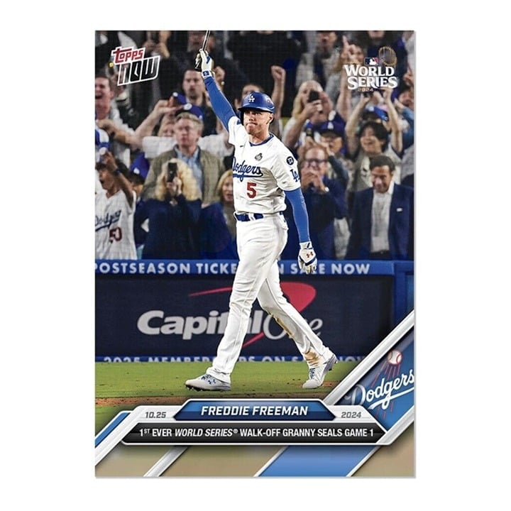 2024 Topps Now Freddie Freeman 1st World Series Grand Slam walkoff home run trading card