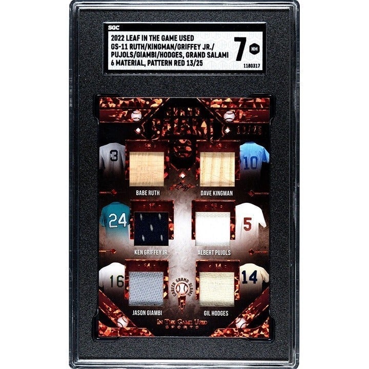 BABE RUTH Griffey Jr Pujols 13/25 Leaf In Game Used GRAND SALAMI 6 #GS11 - SGC 7