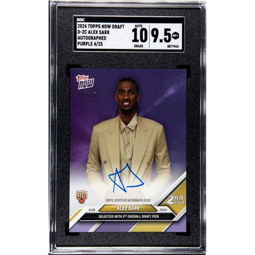 4/25 Alexandre Sarr RC On Card Auto 2024 Topps Now Draft D2C NBA Wizards SGC 9.5
