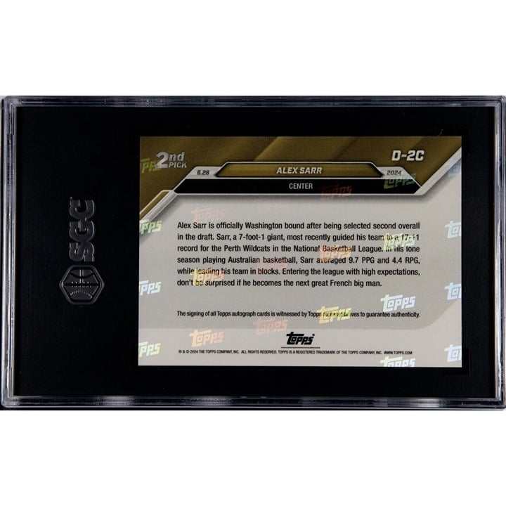 Alexandre Sarr RC 4/25 signed 2024 Topps Now Draft basketball card graded SGC 9.5 in protective case