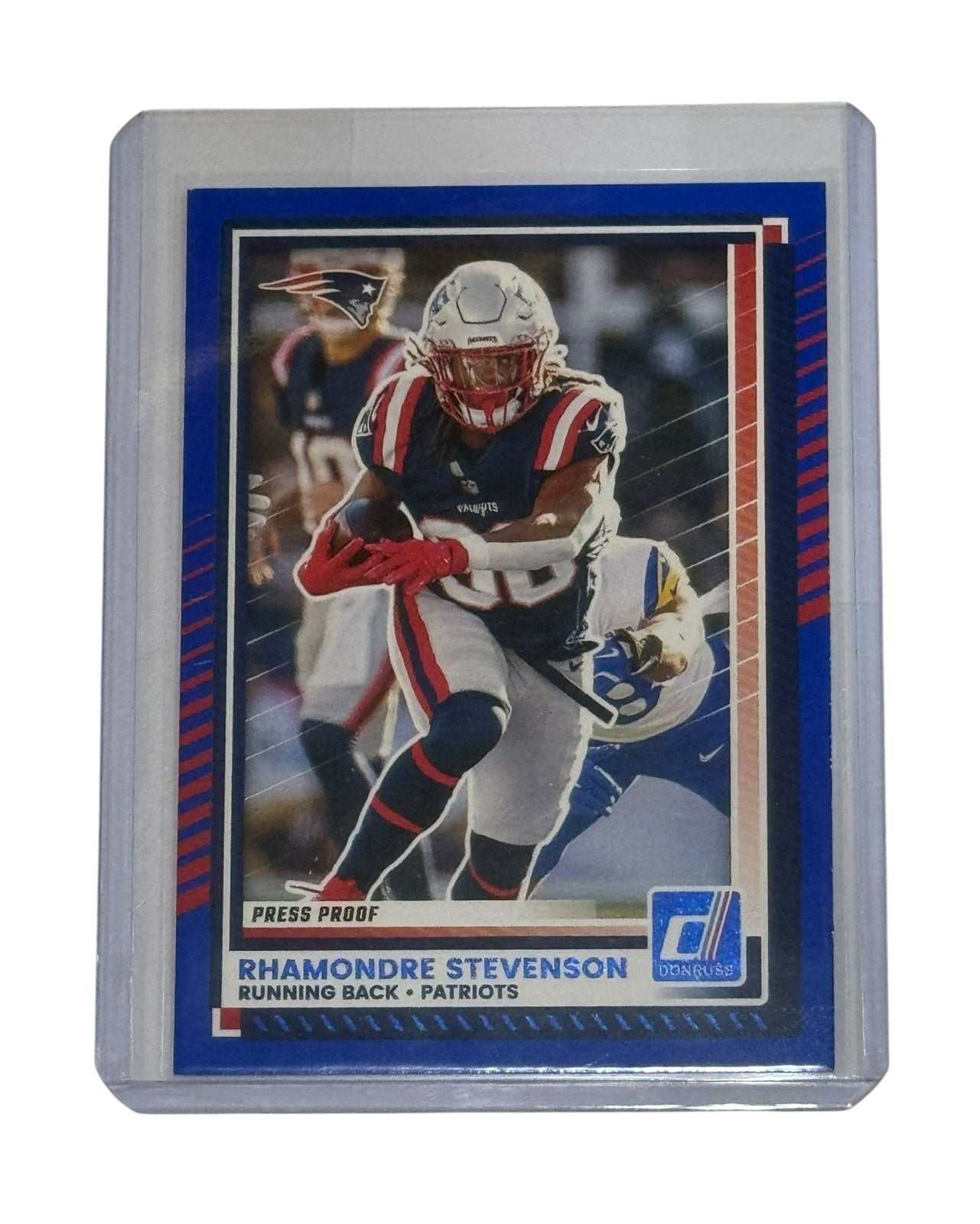 Rhamondre Stevenson 2025 Donruss Press Proof Patriots running back football card mint condition