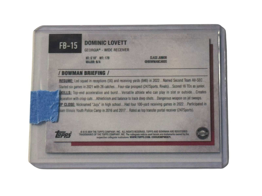 Dominic Lovett RC National Exclusive Bowman U Chrome Georgia Bulldogs football card
