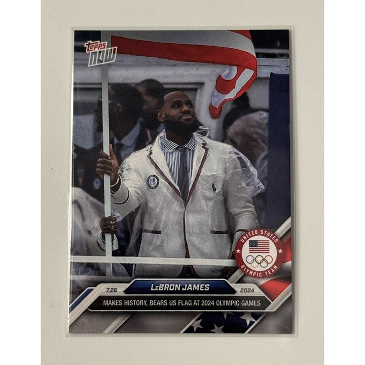 LeBron James 2024 Topps Now Olympic USA Basketball Team card #4 in protective sleeve and top loader
