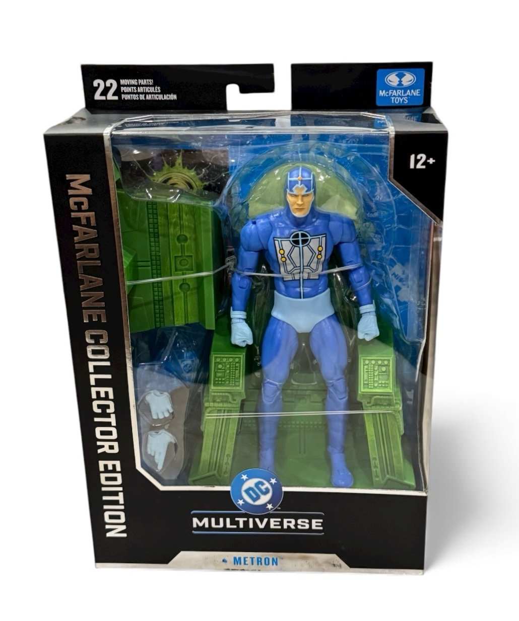 DC Multiverse Metron action figure with Mobius Chair and interchangeable hands in collector packaging