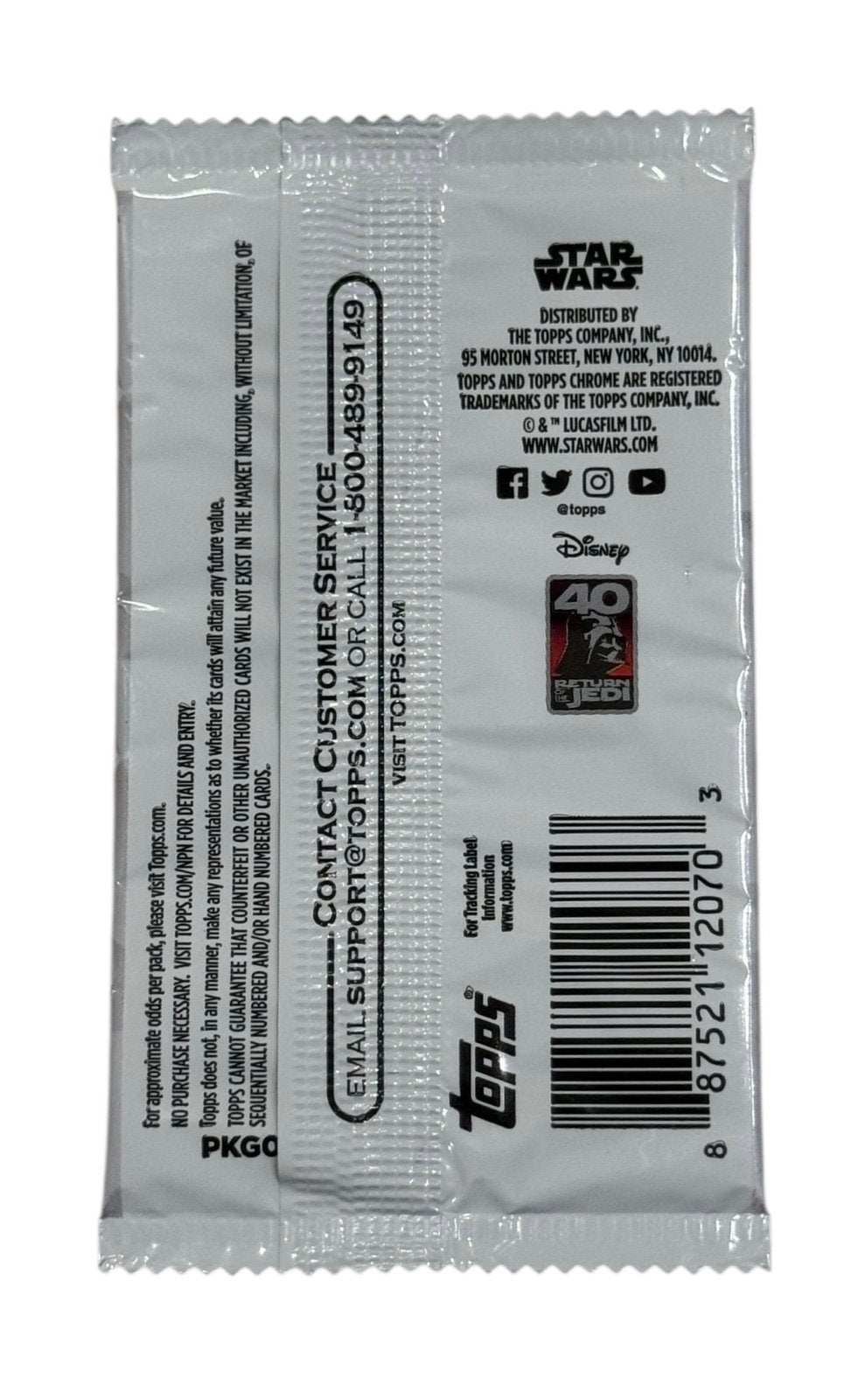 2023 Topps Chrome Star Wars ROTJ Sapphire Edition sealed pack with 4 collectible cards celebrating 40th anniversary