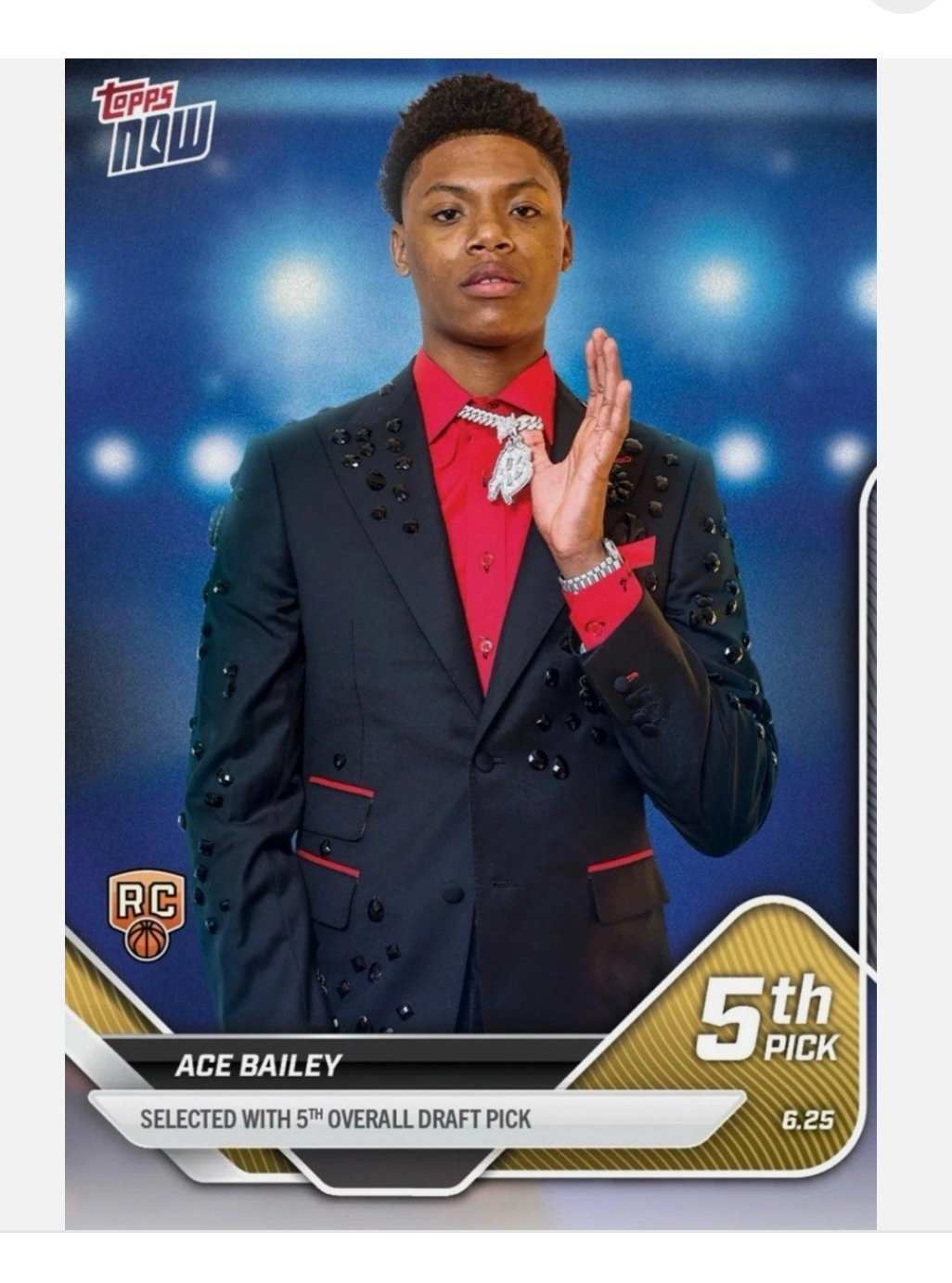 Ace Bailey 2025 Topps Now NBA Utah Jazz Rookie Card 5th Overall Draft Pick