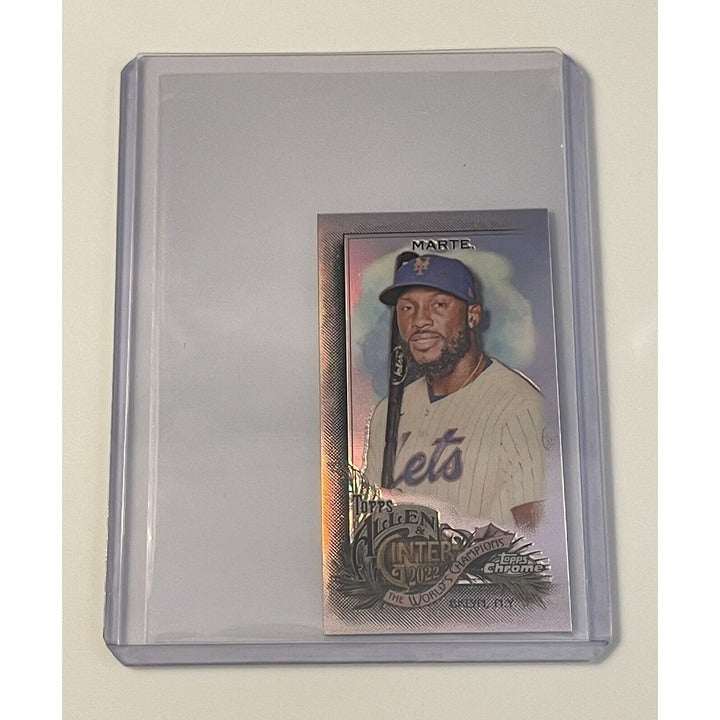 Starling Marte 2022 Topps Allen & Ginter Refractor #153 MLB New York Mets trading card in protective sleeve and top loader