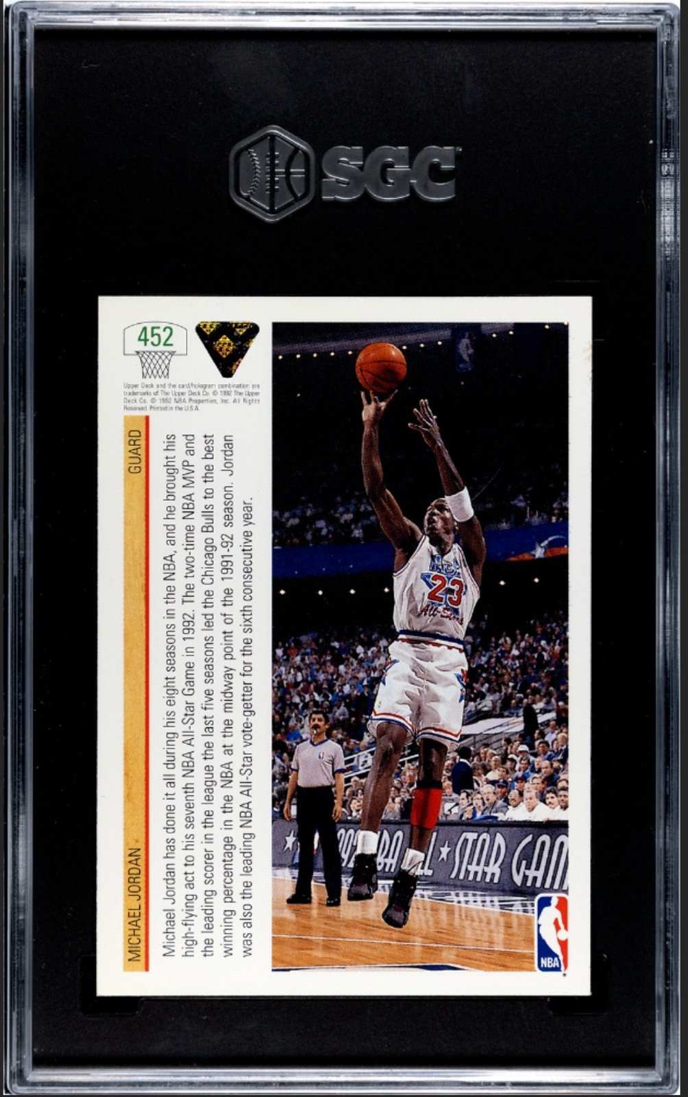 1991-92 UPPER DECK Michael Jordan All-Star NBA Bulls card graded SGC 8.5