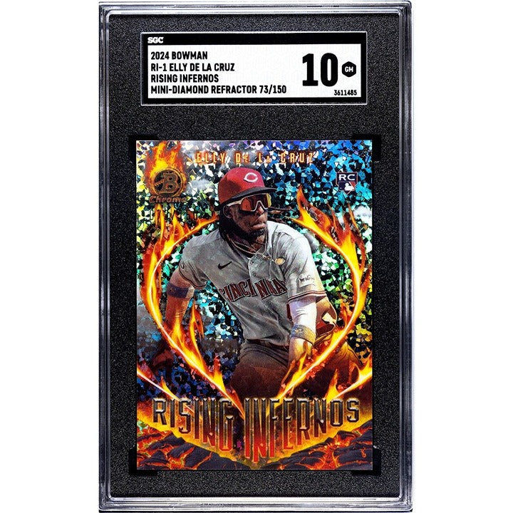 Elly De La Cruz RC 73/150 2024 Bowman  Rising Infernos Mini Diamond Reds SGC 10*