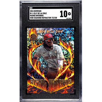 Elly De La Cruz RC 73/150 2024 Bowman  Rising Infernos Mini Diamond Reds SGC 10*