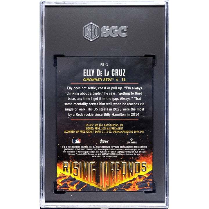 2024 Elly De La Cruz RC Mini-Diamond Reds Rising Infernos SGC 10 graded baseball card
