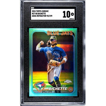 92/199* Bo Bichette2024 TOPPS CHROME Aqua REFRACTOR MLB Toronto Blue Jays SGC 10