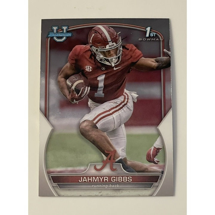 Jahmyr Gibbs RC 2022 1st Bowman Chrome University card Alabama Crimson Tide running back