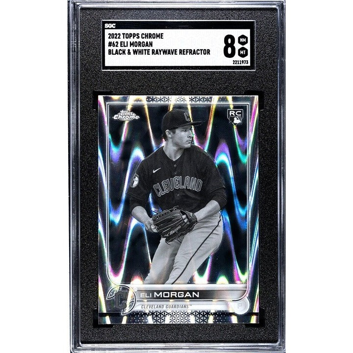 Eli Morgan RC* RAYWAVE REFRACTOR* - 2022 Topps Chrome MLB Guardians #62 - SGC 8*