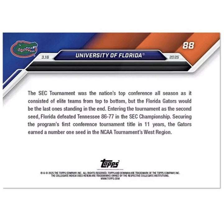 2024-25 Bowman U Now limited edition Florida Gators SEC Championship trading card celebrating 1st tournament win in 11 years