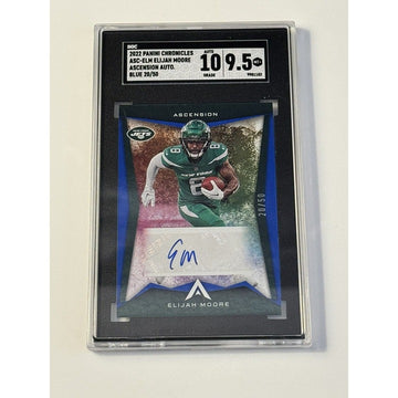 2022 Panini Chronicle 20/50 Elijah Moore Blue Auto Ascension Card #ASC-ELM Jets*