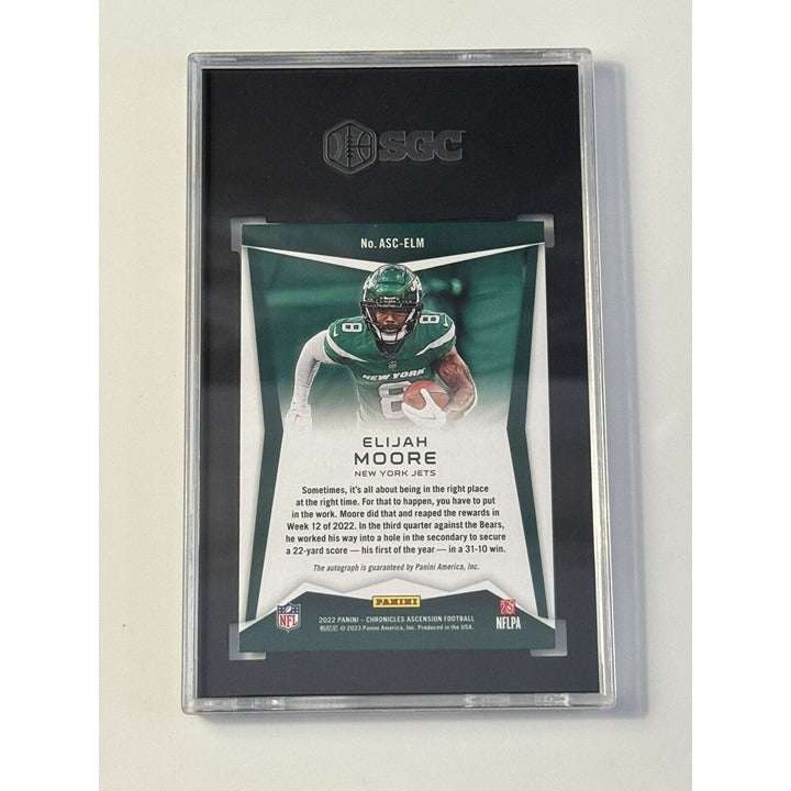 2022 Panini Chronicles Elijah Moore Blue Auto Ascension Card #ASC-ELM Graded 9.5 Jets Limited 20/50