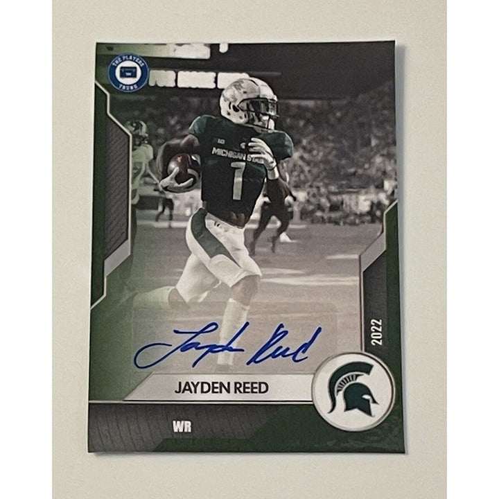 Jayden Reed 2022 1st Edition Players Trunk Michigan State Spartans autographed football card