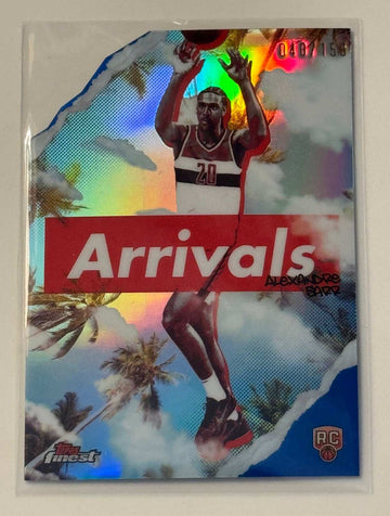 Alexandre Sarr RC 2025 Topps Finest Arrivals Refractor NBA Wizards rookie card #A-1 with holographic shine and sharp edges