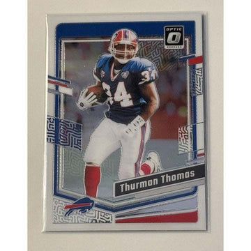 Thurman Thomas NFL 2023 Panini Donruss Optic Silver Holo Prizm football card number 24