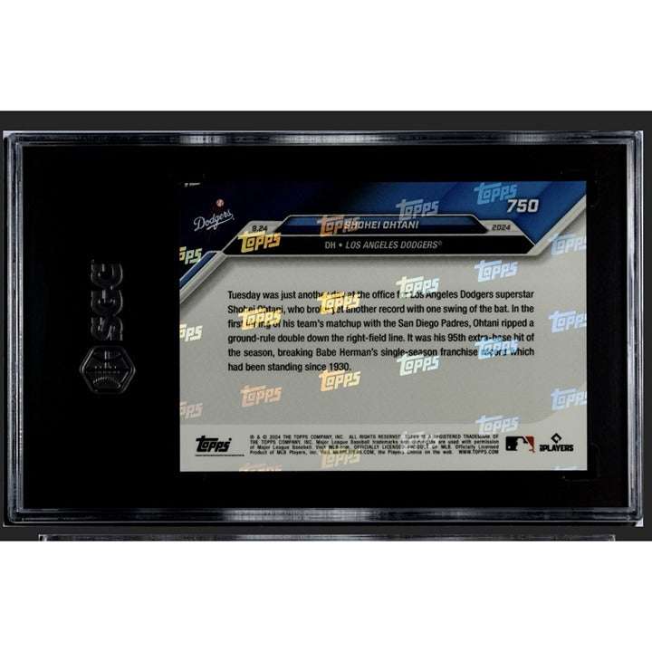 2024 Topps Now Shohei Ohtani Card #750 graded SGC 9, limited edition Dodgers XBH record breaker
