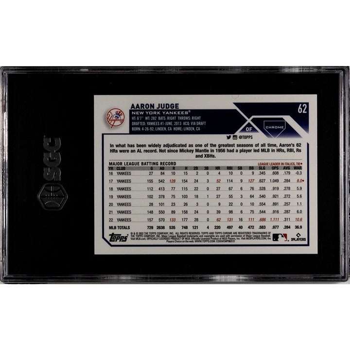 Aaron Judge 2023 Topps Chrome Blue Sonar Refractor MLB Yankees graded 10 card 93/125