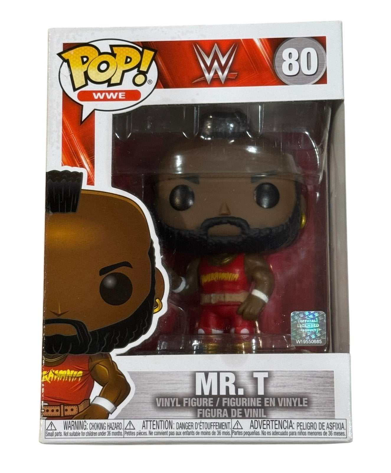Funko Pop WWE Mr T vinyl figure in red wrestling attire and beard sculpt sealed in box