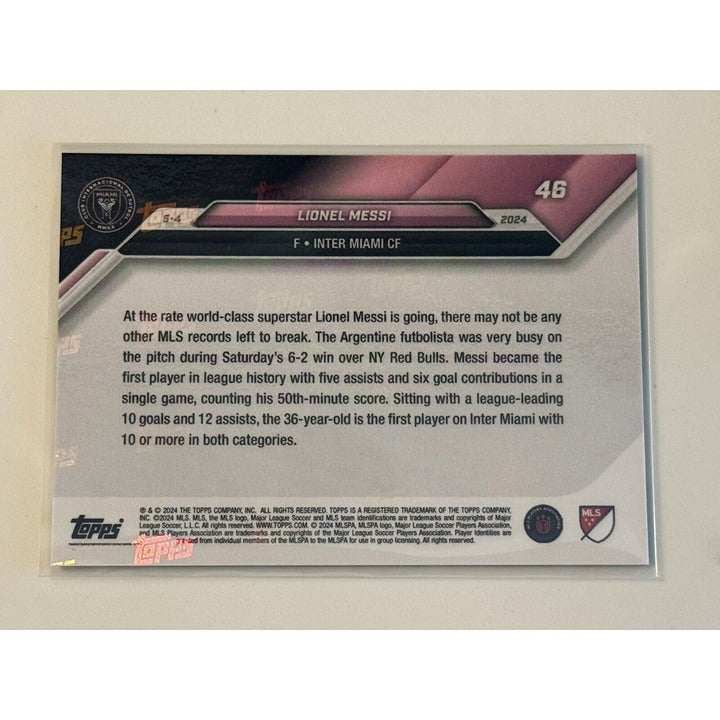 2024 Topps Now Lionel Messi Miami MLS trading card 1st player 5 assists 6 goals