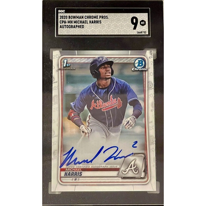 2020 Bowman Chrome Michael Harris RC* Auto 1st Bowman Chrome CPA-MH Braves SGC 9