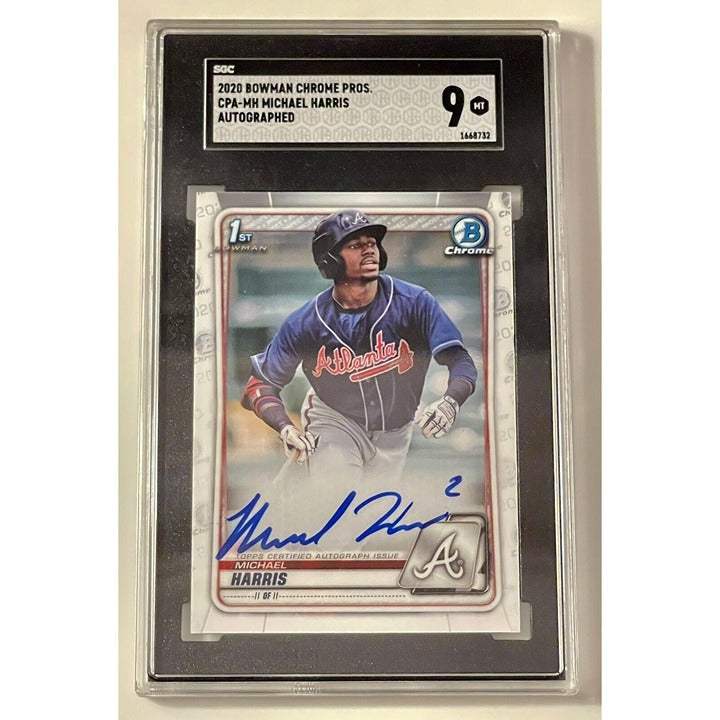 2020 Bowman Chrome Michael Harris II autographed rookie card graded SGC 9 with Atlanta Braves uniform