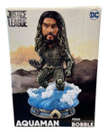 FOCO Justice League Aquaman Limited Edition bobblehead with ocean wave base in box