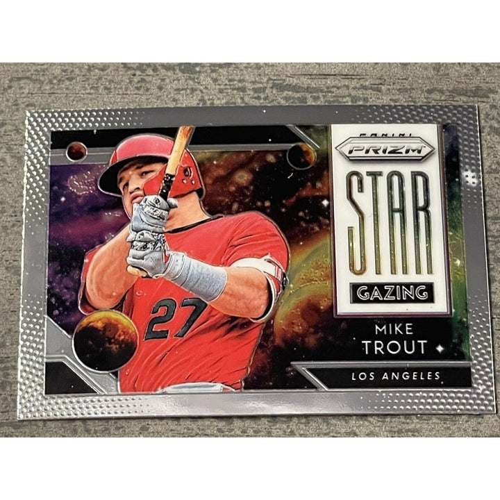 2019 Panini Prizm Mike Trout SG1 Star Gazing Insert Baseball Card LA Angels Mint