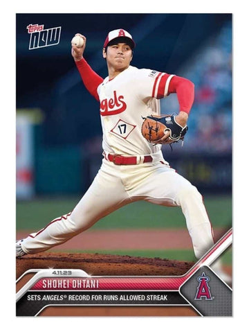 Shohei Ohtani 2023 MLB TOPPS NOW card pitching for Angels setting runs allowed streak record