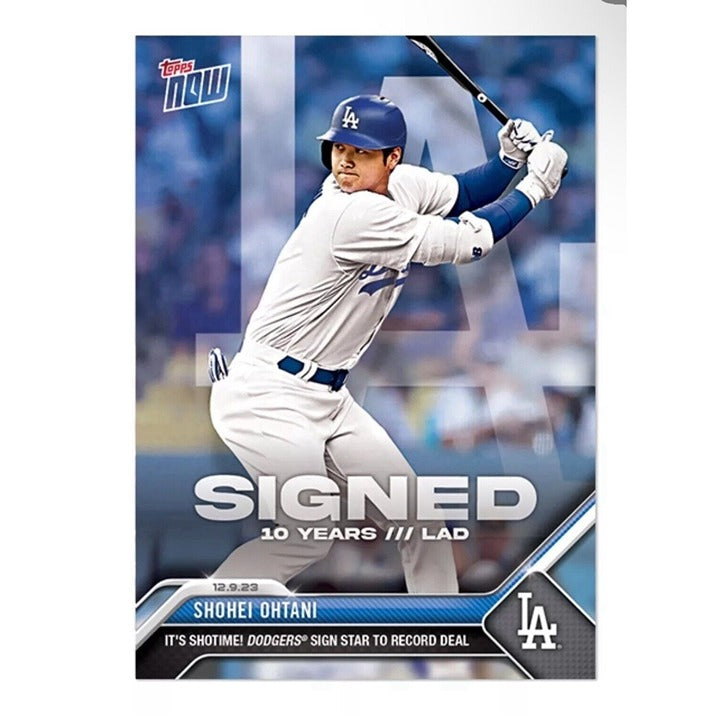 Shohei Ohtani signed 2023 MLB Topps Now LA Dodgers baseball card WS Champion