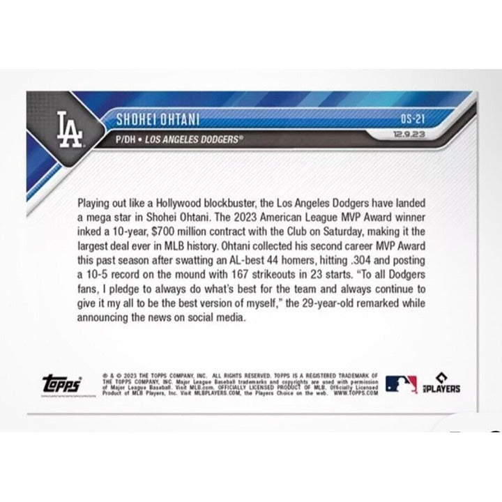 Shohei Ohtani 2023 LA Dodgers MLB Topps Now autographed limited edition baseball card