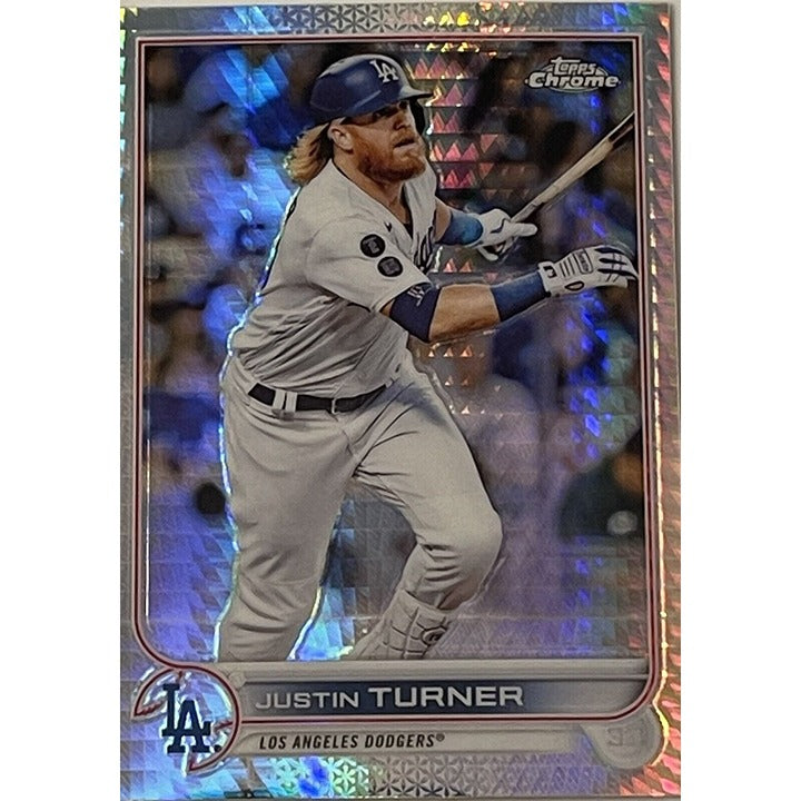 2022 Justin Turner Topps Chrome Silver Hyper Refractor parallel baseball card Dodgers