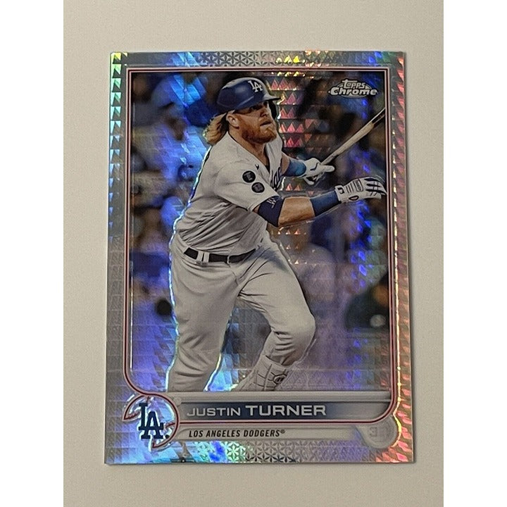Justin Turner 2022 Topps Chrome Silver Hyper Refractor Parallel baseball card Dodgers