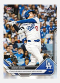 Shohei Ohtani batting in Dodgers uniform Topps NOW World Series card