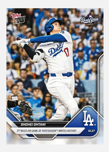 Shohei Ohtani batting in Dodgers uniform Topps NOW World Series card
