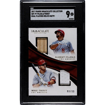 2017 MLB Immaculate Collection 88/99 Albert Pujols/Mike Trout Dual Relics SGC 9*