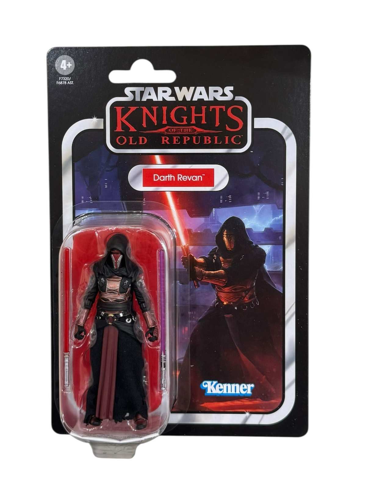 VINTAGE Star Wars Knights of the Old Republic Darth Revan action figure VC301 in Kenner-style cardback packaging with red lightsaber