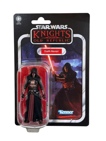 VINTAGE Star Wars Knights of the Old Republic Darth Revan action figure VC301 in Kenner-style cardback packaging with red lightsaber